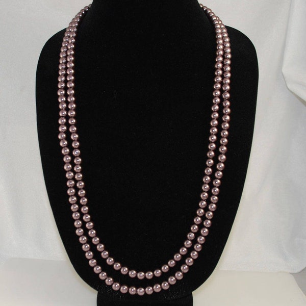Extra Long Bronze Endless Pearl Necklace -8mm pearls - 60 inches long Vintage