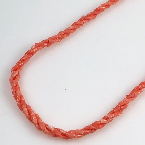 Vintage Salmon Pink Coral Necklace Multi-Strand natural undyed