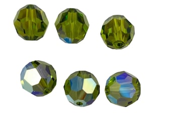 Swarovski 10 mm Olivine AB Crystal Beads 5000 - 6 Stück rote Runden Strasssteine