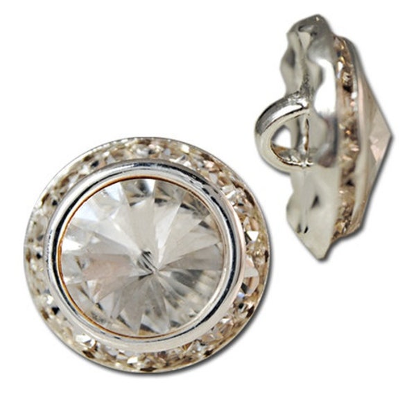 Swarovski Rivoli Crystal Buttons in Silver Filigree (6)