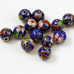 Cloisonne Kobalt Blau Perlen (12) chinesische Marine 6, 8 & 10 mm