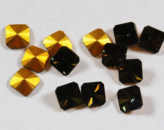 Swarovski 2650 /V Gold Tabac Crystal Stones 8mm (6) foil brown topaz square