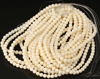 Italian White Coral Gemstone Round Beads AA quality natural undyed necklace