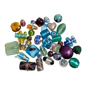 Lamp Work Glass Bead Mix Fancy Vintage Assortment- 50 grams wholesale wedding cake