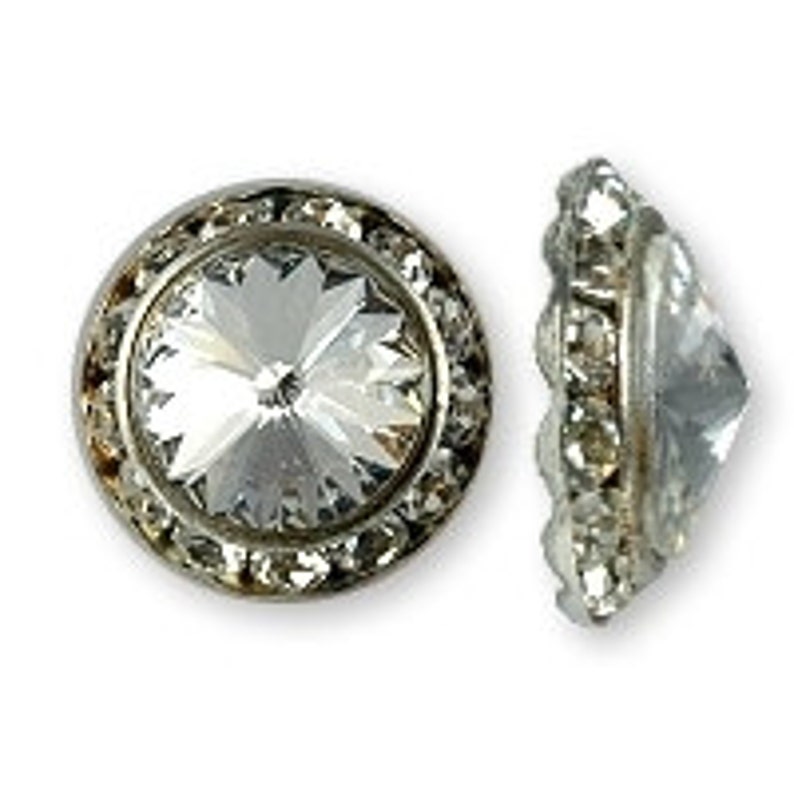 Swarovski Rivoli Crystal Buttons in Silver Filigree 6 Etsy