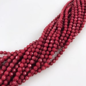 Red Coral Round Faceted Beads - full strands 4mm