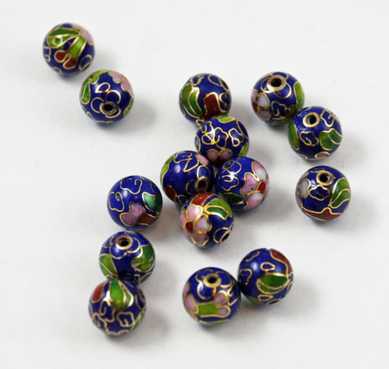 Cloisonne Cobalt Blue Beads 12 Chinese Navy 6 8 & 10mm Etsy