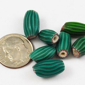 Antique Watermelon Venetian Chevron Trade Beads 12mm (6)