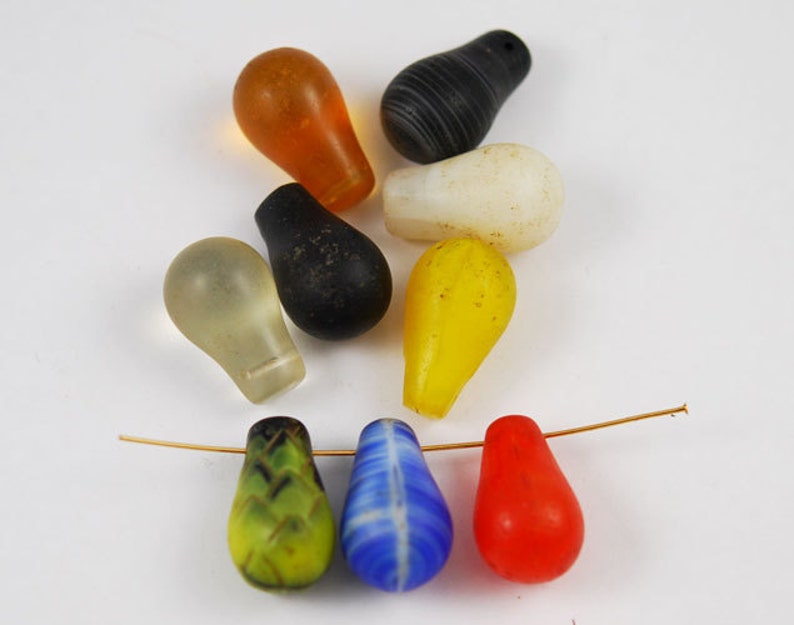 Antique Mali Wedding African Trade Beads 15x25mm 6 beads