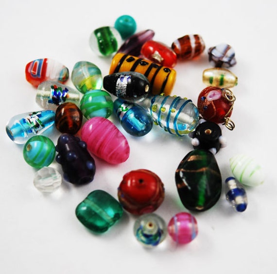 Fancy Lamp Work Glass Beads Mix – Estate Beads & Jewelry