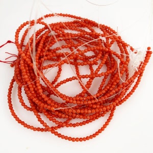 Italian Red Natural Coral Round Beads Strands 3mm NOS jewelry making supplies