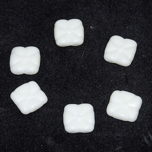 White Square Flower Beads Two Hole German Old Stock Vintage Bracelet Beads