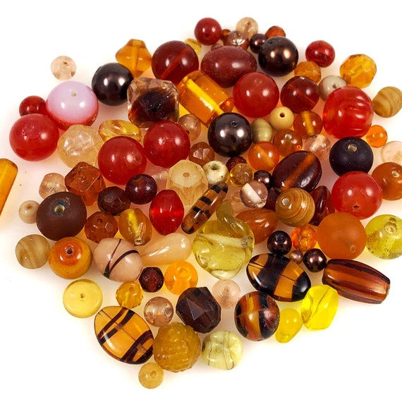 Yellow Assortment Small Glass Beads 2oz (60+)