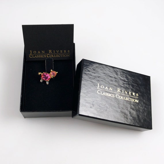 Joan Rivers Gold Pink Crystal Pig Pin Brooch NIB … - image 3