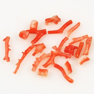 Italian Salmon Coral Branch Beads Natural 12 beads Vintage pink sticks real necklace