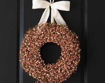 Pink Berry Wreath - Spring Wreath - Everyday Wreath - Year Round Wreath - Front Door Berry Wreath - Elegant Berry Wreath - Summer Wreath