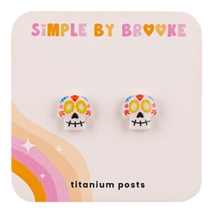 Sugar Skull Earrings // Day of the Dead // Dia de Los Muertos // Sugar Skull Jewelry // Hypoallergenic
