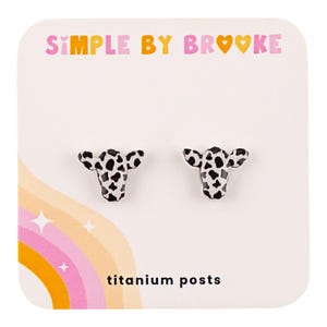 Cow Print Earrings - Cow Head Earrings - Farm - Animal - Studs - Hypoallergenic - Lightweight - Acrylic - Titanium Posts