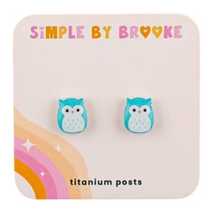 Squishmallow Owl Earrings: Hypoallergenic Acrylic Studs