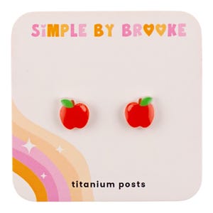 Red Apple Earrings - Apple Stud Earrings - Back to School - Teacher - Studs - Kids - Staff - Lightweight - Hypoallergenic - Acrylic
