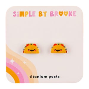 Kawaii Taco Stud Earrings: Hypoallergenic Titanium Posts