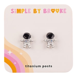 Acrylic Astronaut Stud Earrings: Hypoallergenic Titanium Posts