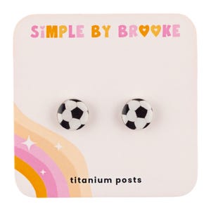 Soccer Earrings - Sports Earrings - Soccer Ball Earrings - Mom - Hypoallergenic - Studs - Lightweight - Titanium Posts - Waterproof