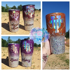 Custom State University Glitter Tumbler / Univ. Tumbler / Custom / Personalized / Gift /  Graduation / Student