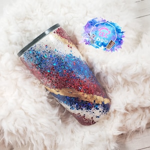 Red White and Blue Glitter Tumbler / Sweet Land of Liberty Tumbler / Custom / Personalized / Gift / 4th of July / Patriotic / America /