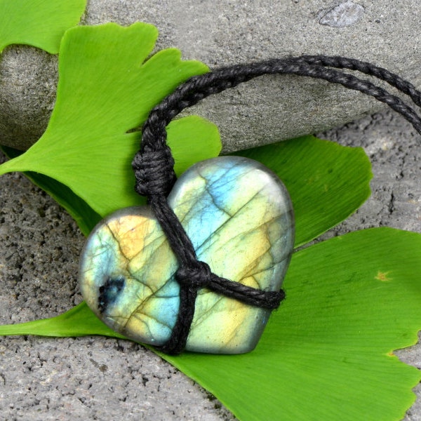 Labradorite Necklace / Labradorite Crystal / Blue / Yellow / Green Interchangeable Labradorite Necklace / Labradorite Hemp Necklace