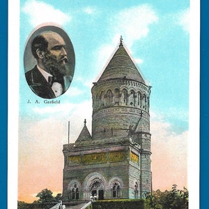 carte postale vintage - Garfield Memorial à Lakeview Cementry à Cleveland, Ohio (1846)