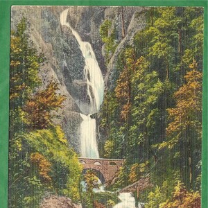 Vintage Leinen Postkarte - malerischen Blick auf Wahkeena fällt auf den Columbia River Highway in Oregon (3375)