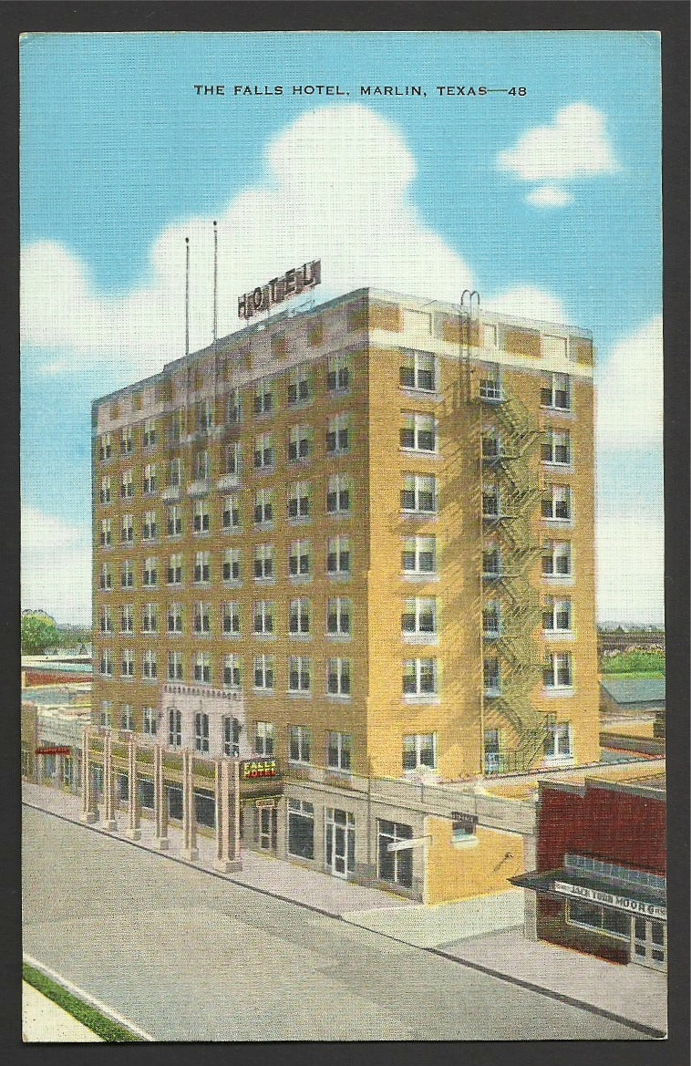Linen Postcard The Falls Hotel in Marlin Texas The Etsy