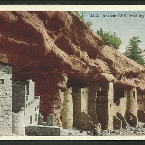 Cartão postal vintage - Ancient Cliff Dwellings, Manitou, Colorado (1354)