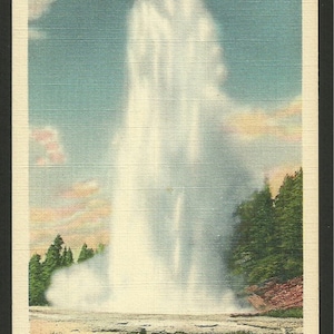 carte postale en lin vintage - Grand Geyser, Yellowstone Naional Park, Wyoming (1102a)