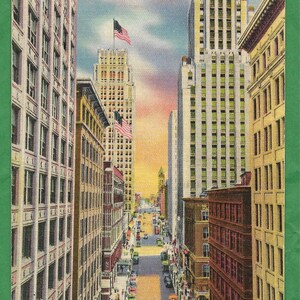 Carte postale Vintage lin - faire du Shopping dans le centre-ville de Kansas City, Missouri sur Petticoat Lane (2718)