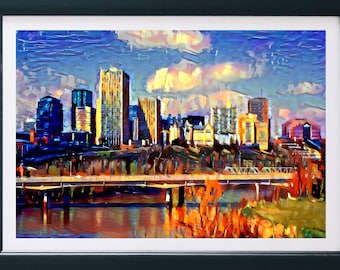 Edmonton Skyline - Bridge - Original Photograph - Digitally Manipulated