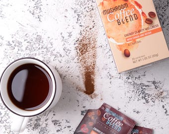 Mushroom Coffee Blend with Reishi and Wild Chaga, Instant Arabica Coffee, Chaga Coffee