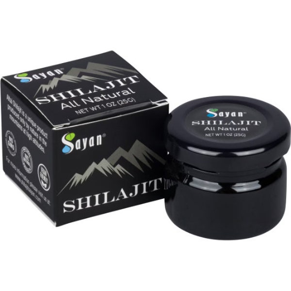 Sayan Pure Shilajit Resin 1 uncja / 25 g, szklany słoik, 250 porcji, bardzo silny organiczny suplement kwasu fulwowego