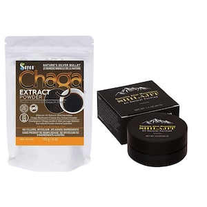 Wilder Chaga-Pilzextrakt-Pulvertee 4 oz, sibirisch geerntet, gefriergetrocknet + Shilajit-Resharz, 40 g, 70 Portionen / 2 Monate Vorrat