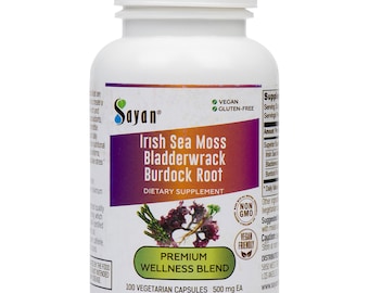 Mezcla de musgo marino irlandés con bardana y fucus vesiculosus 100 cápsulas / 500 mg – Mezcla completa de 102 nutrientes