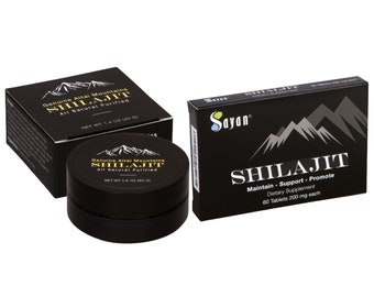 Shilajit Resina pura y tabletas, Conjunto de Shilajit orgánico, Altai Shilajit ayurvédico, Regalo de bienestar, Suplemento Shilajit
