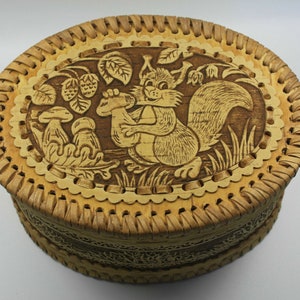 NEW Handmade Beautiful Russian Wooden Birch Tree Bark Jewelry Box, Great Gift