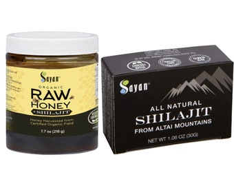 Shilajit Honey with Organic Shilajit Resin, Organic Supplements Set