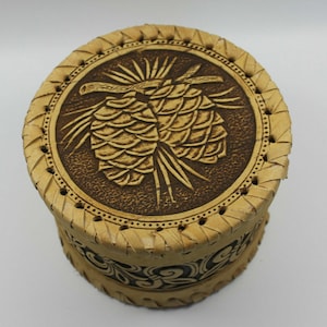Handmade Russian Birch Bark Jewelry Box, Intricately Carved Wooden Design, Natural & Unique Gift for Any Occasion