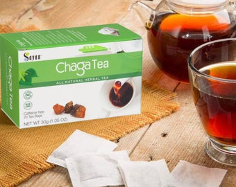 Siberian Chaga Mushroom Tea Bags, Caffeine-Free Herbal Blend