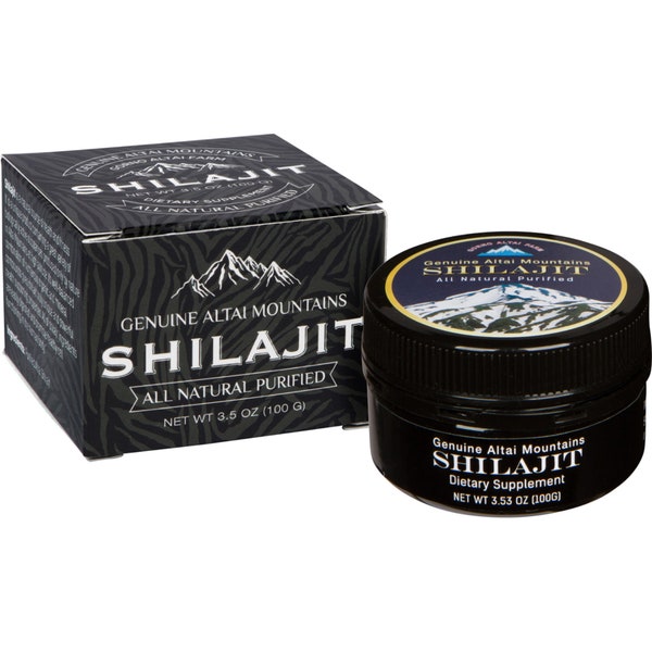 Shilajit Pure Resin Authentic Natural Fresh Organic, Premium Altai Quality 3.5 oz/ 100g, 160 Servings / 5 Months Supply, Fulvic Acid