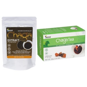 Wild Chaga Mushroom Extract Powder 2oz & Tea Bags (20 Unbleached)