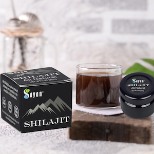 Résine pure Shilajit, acide fulvique biologique, pot en verre de 25 g (1 oz), 250 portions, supplément végétarien