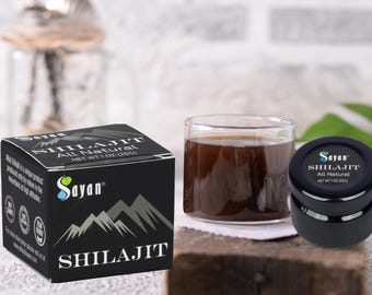 Shilajit Pure Resin, Organic Fulvic Acid, 25g (1oz) Glass Jar, 250 Servings, Vegetarian Supplement